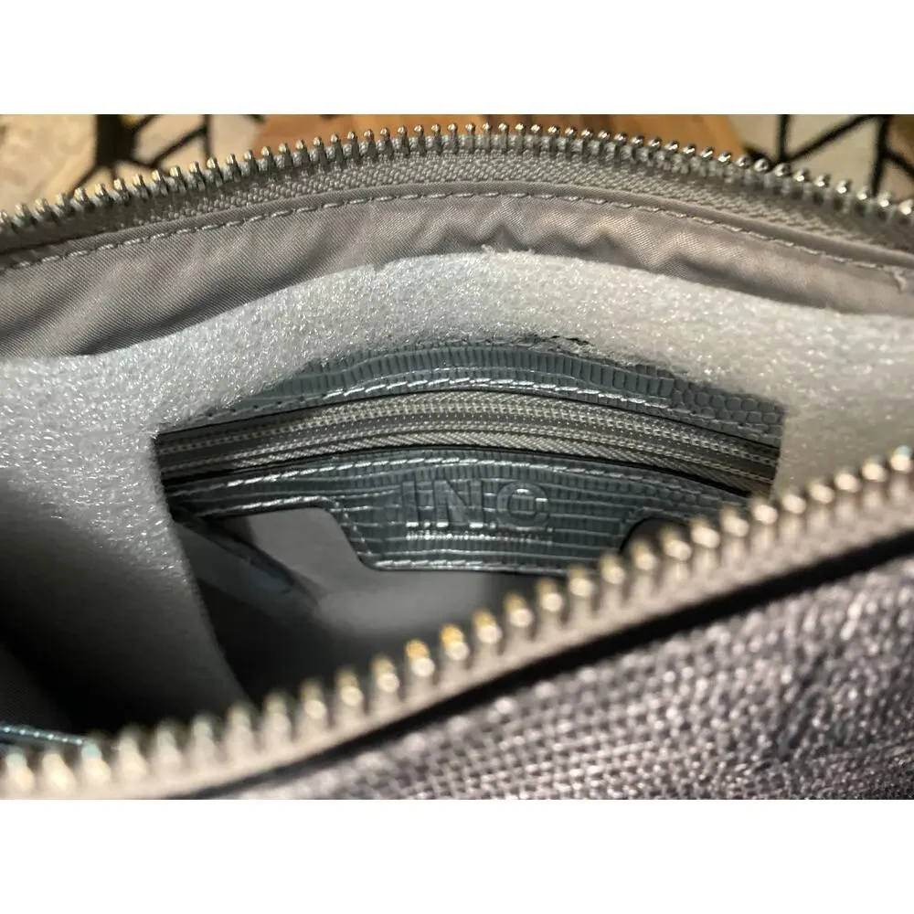 INC Clutch Handbag embossed silver